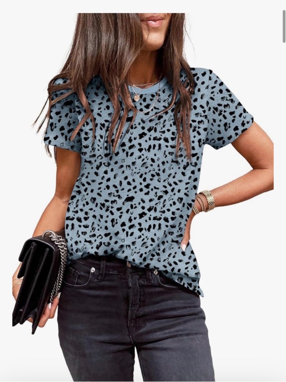 Light Blue Spot Print Tee. Size 2X